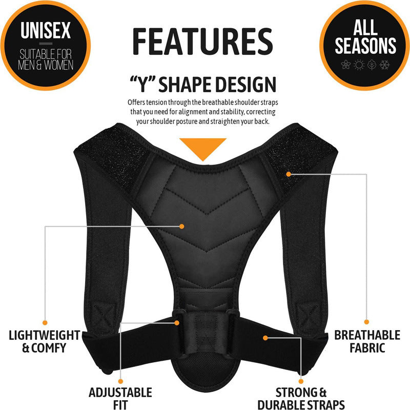 Posture Support Brace for Upper Back and Shoulders – Adjustable Alignment Trainer for Men and Women | Thomler