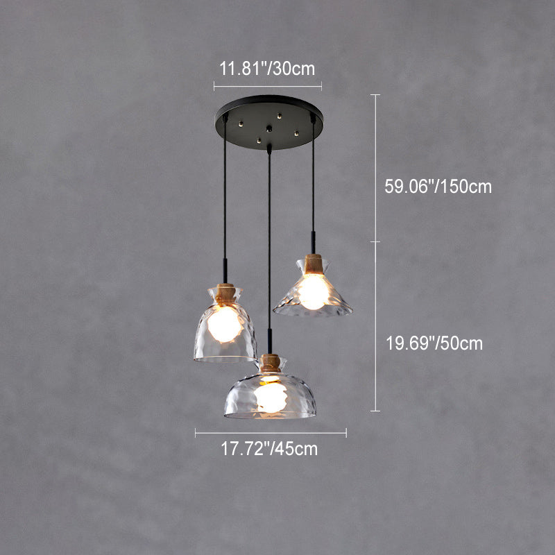 Pendant Light Glass Wood 9.8 in Adjustable Modern Bedroom Living Room Study Ceiling Lamp | Thomler