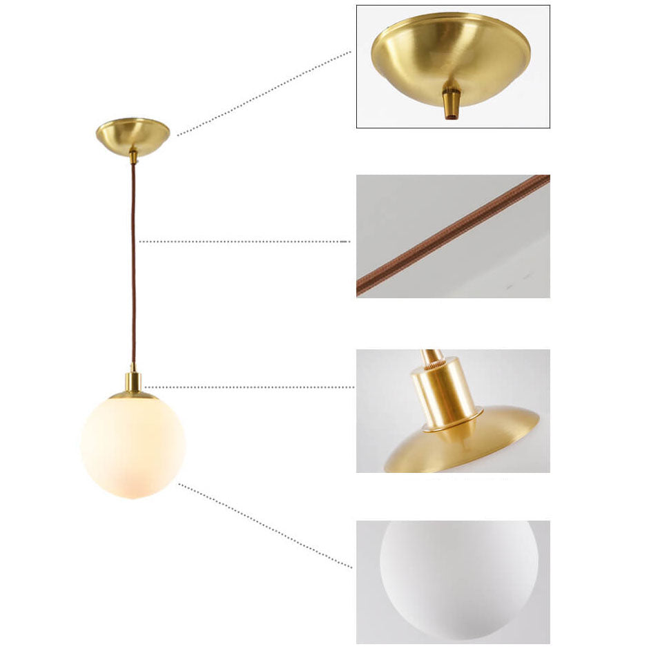 Pendant Light Glass 9.8 in Adjustable White Gold Hallway Living Room Bedroom Lighting Fixture Modern Hanging Lamp | Thomler