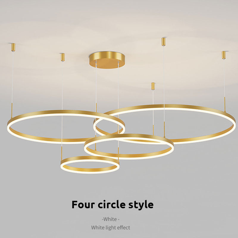 Tiered Ring Pendant Light Modern Metal Circular Chandelier for Dining Room Living Room Bedroom Kitchen Island Adjustable Height LED | Thomler