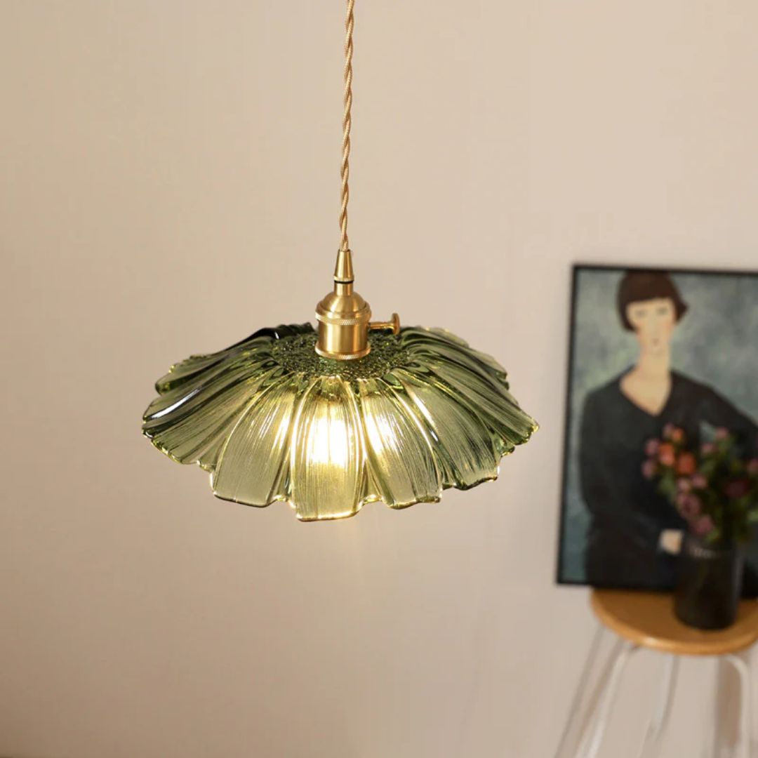 Pendant Light Ribbed Glass 28.0 cm Deep Red Dining Room Kitchen Island Hanging Ceiling Lamp Vintage E27 Adjustable Cord | Thomler