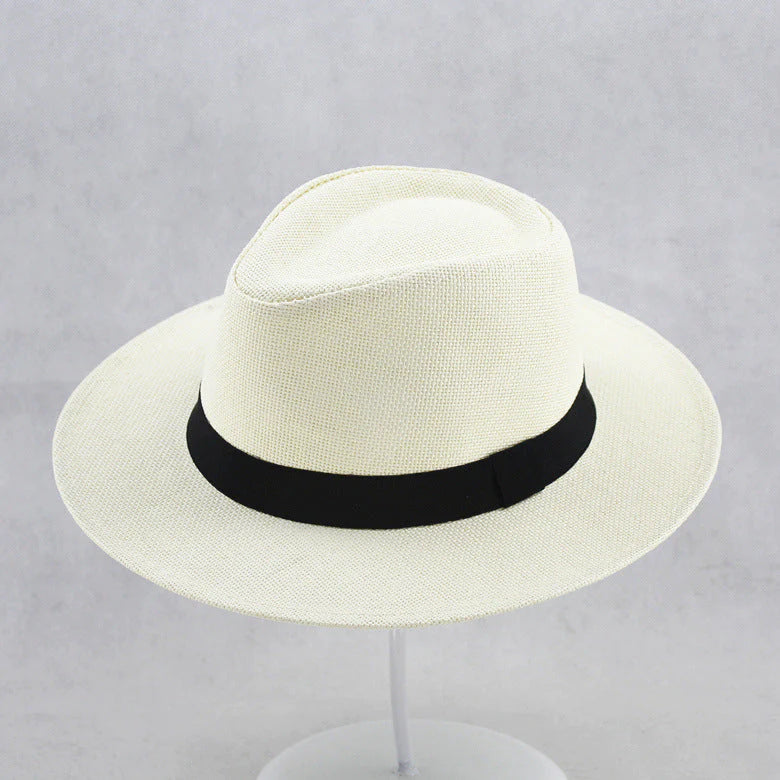 UPF 50+ Straw Fedora Hat with Wired Brim and Leather Band for Men & Women | Thomler