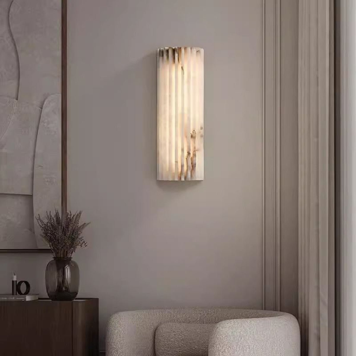 Alabaster Wall Light 11.8 in Integrated LED Indoor Ribbed Sconce Bedroom Hallway Ambient Lighting Fixture | Thomler