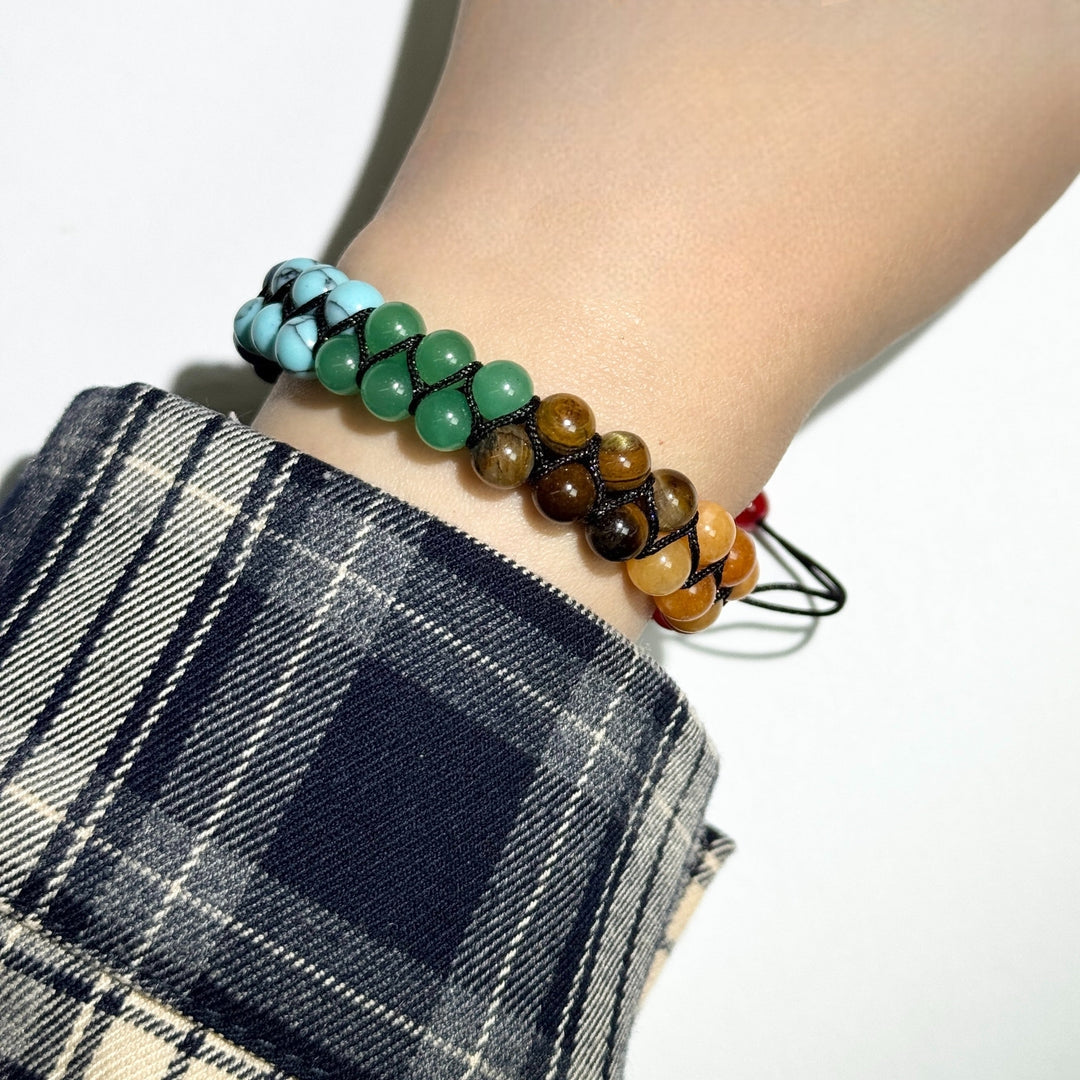 Natural Stone Chakra Bracelet – Adjustable Braided Cord Design for Men & Women, Lightweight & Colorful | Thomler