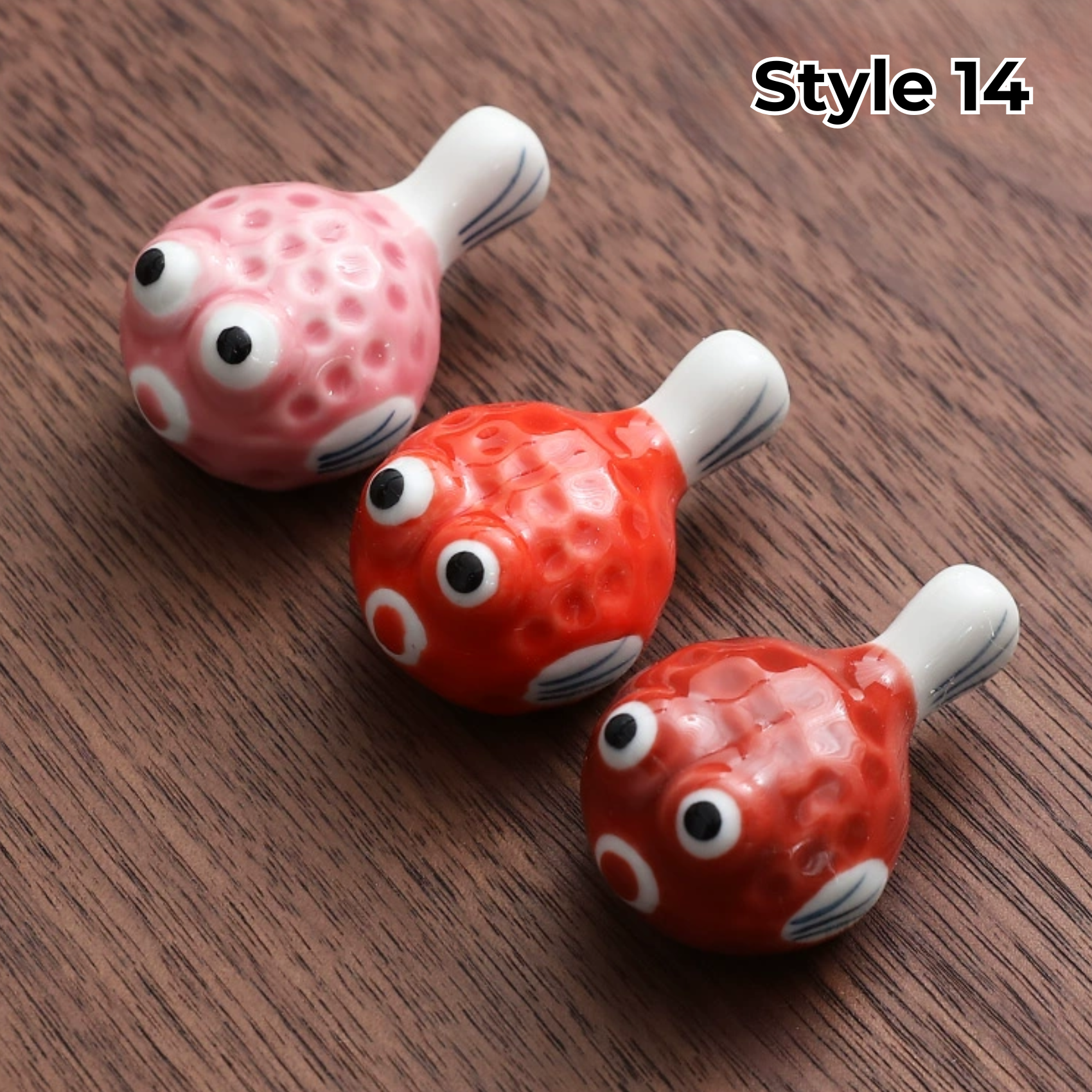 Porcelain Utensil Holders with Animal and Fruit Designs for Asian Dining – Set of 3 Decorative Tabletop Rests | Thomler