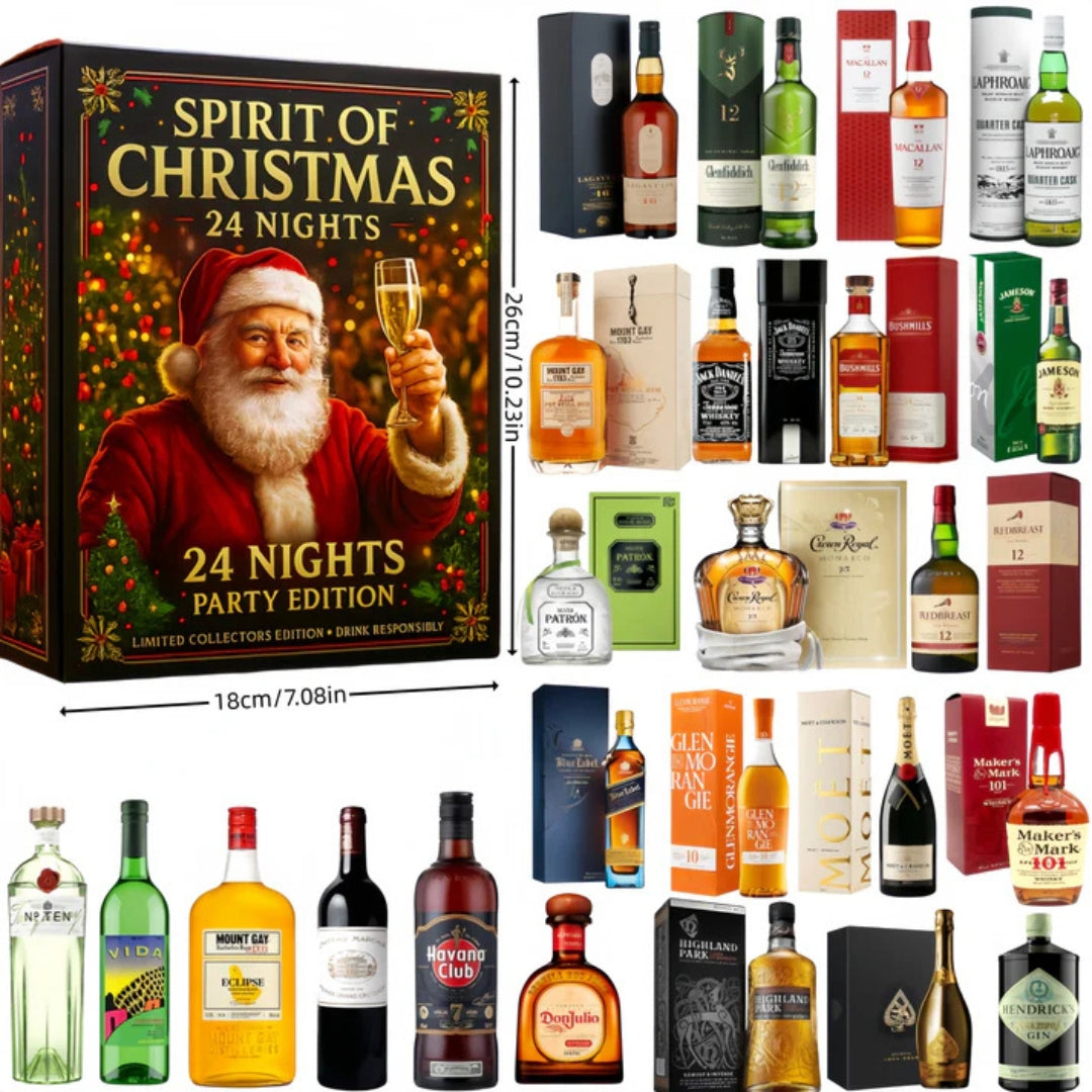 Holiday Spirit Sampler Set – 24 Ornamental Bottles for Daily December Tasting | Thomler