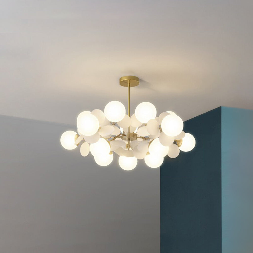 Glass Blossom Branch Ceiling Fixture with Adjustable LED Bulbs for Dining Room & Bedroom Lighting – Hardwired Modern Floral Chandelier | Thomler