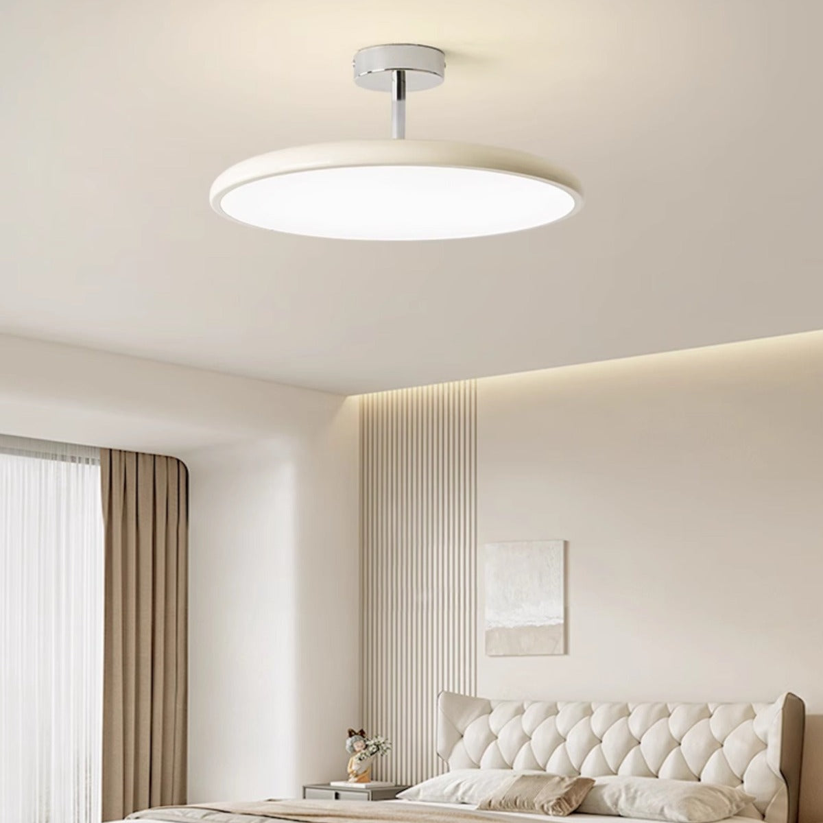 Metal & Acrylic Flush Mount Ceiling Light – Tri-Temp LED w/ Remote – Vintage Round Shade for Bedroom, Living Room | Thomler