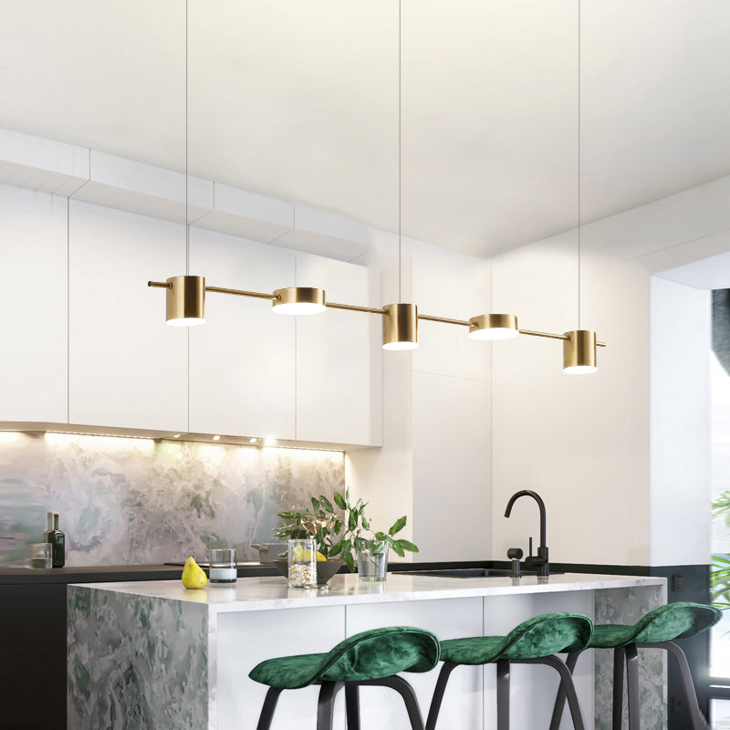 Pendant Light Aluminium 150.0 cm Black Gold Kitchen Island Dining Room LED Ceiling Lamp Adjustable Hanging Lighting | Thomler