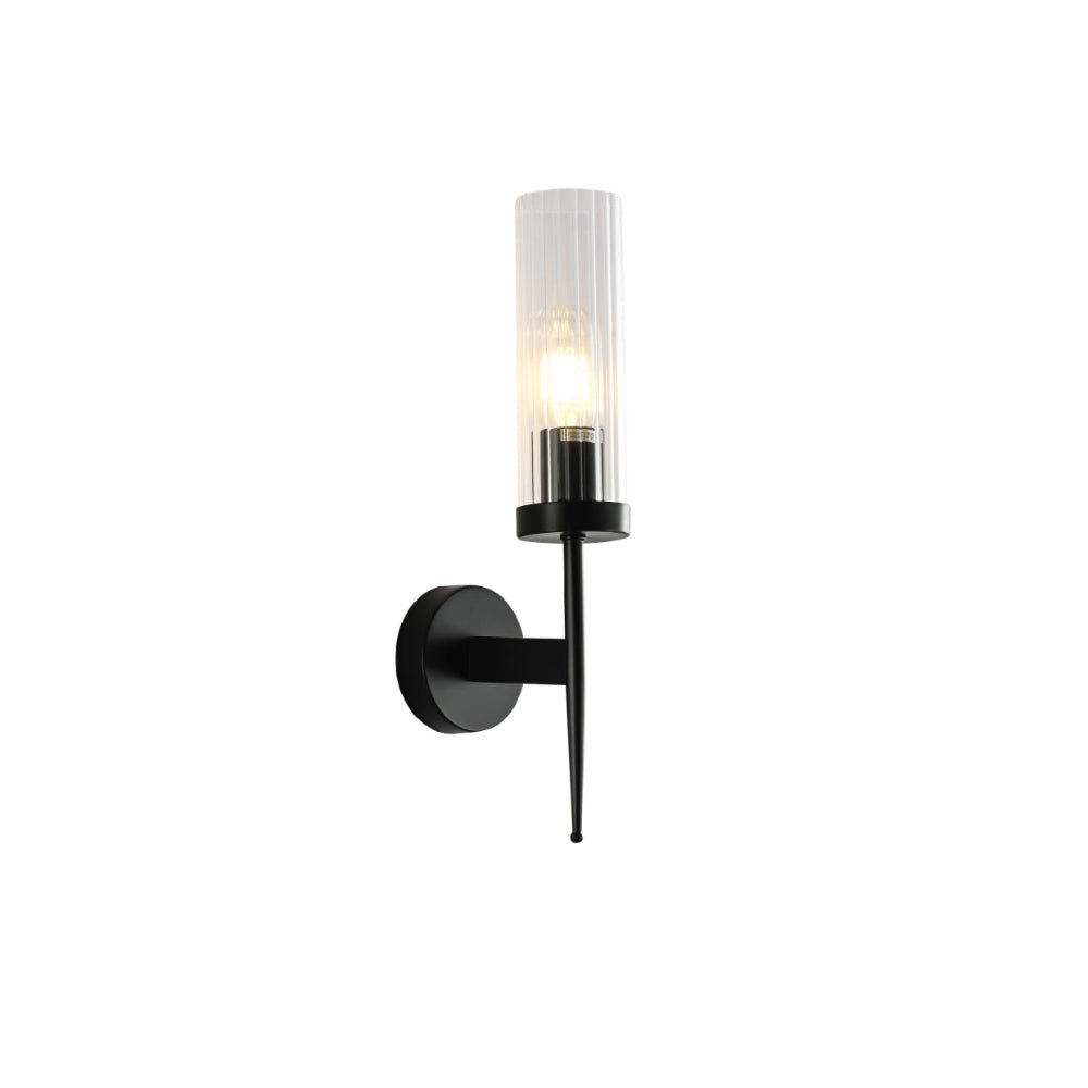 Wall Lamp Steel Ribbed Glass 41.0 cm Dimmable E27 Bedroom Hallway Living Room Art Deco Vintage Sconce Light | Thomler