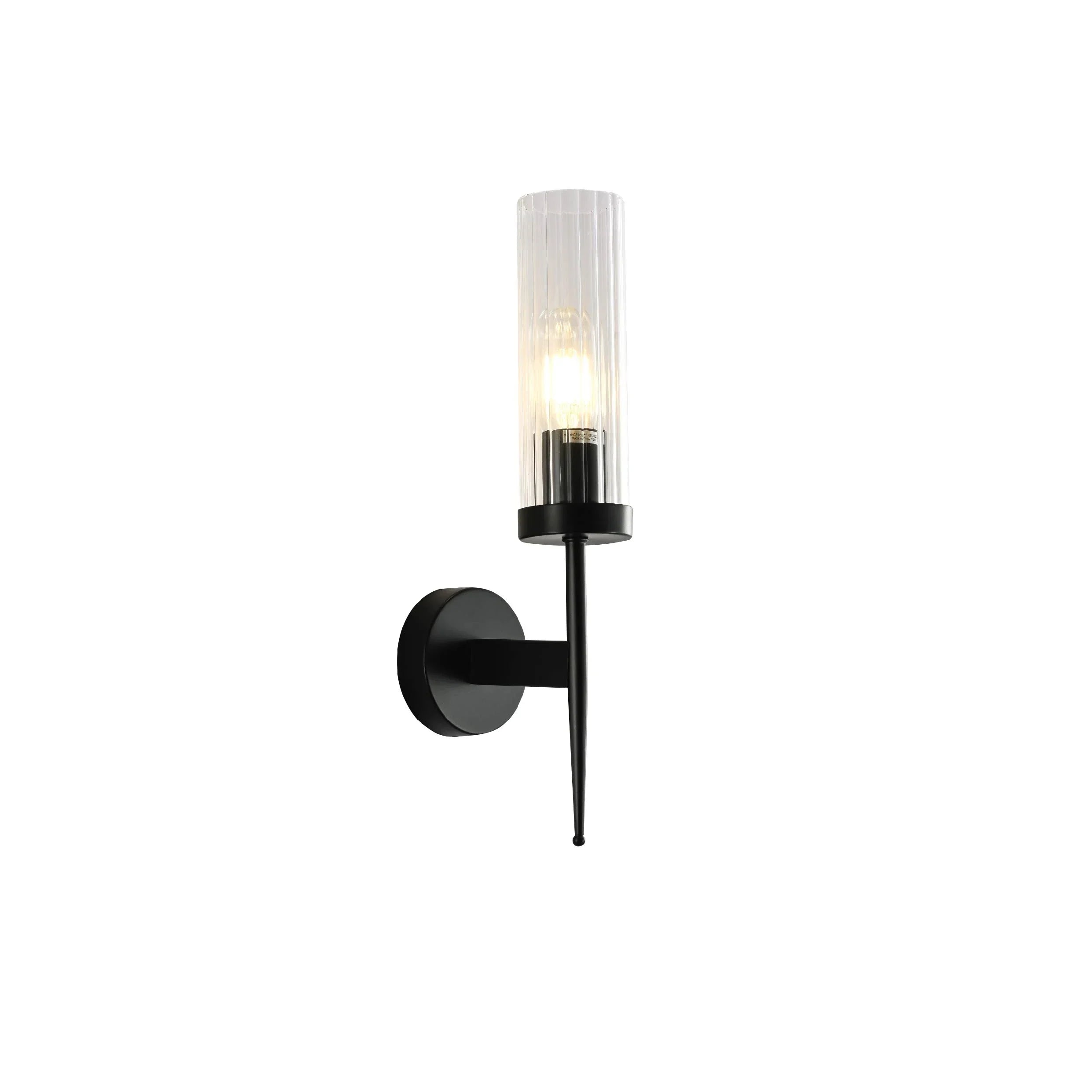 Wall Lamp Steel Ribbed Glass 41.0 cm Dimmable E27 Bedroom Hallway Living Room Art Deco Vintage Sconce Light | Thomler