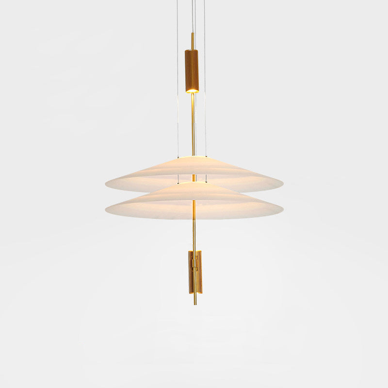 Pendant Light Metal 26 in White LED Ceiling Chandelier Indoor Dining Room Living Area Hanging Lamp | Thomler