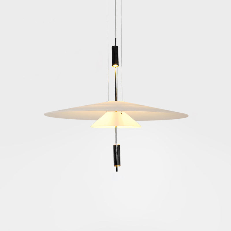 Pendant Light Metal 26 in White LED Ceiling Chandelier Indoor Dining Room Living Area Hanging Lamp | Thomler
