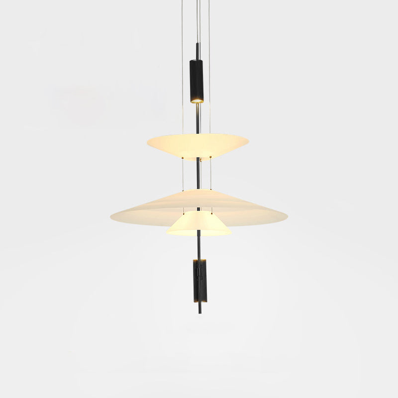 Pendant Light Metal 26 in White LED Ceiling Chandelier Indoor Dining Room Living Area Hanging Lamp | Thomler