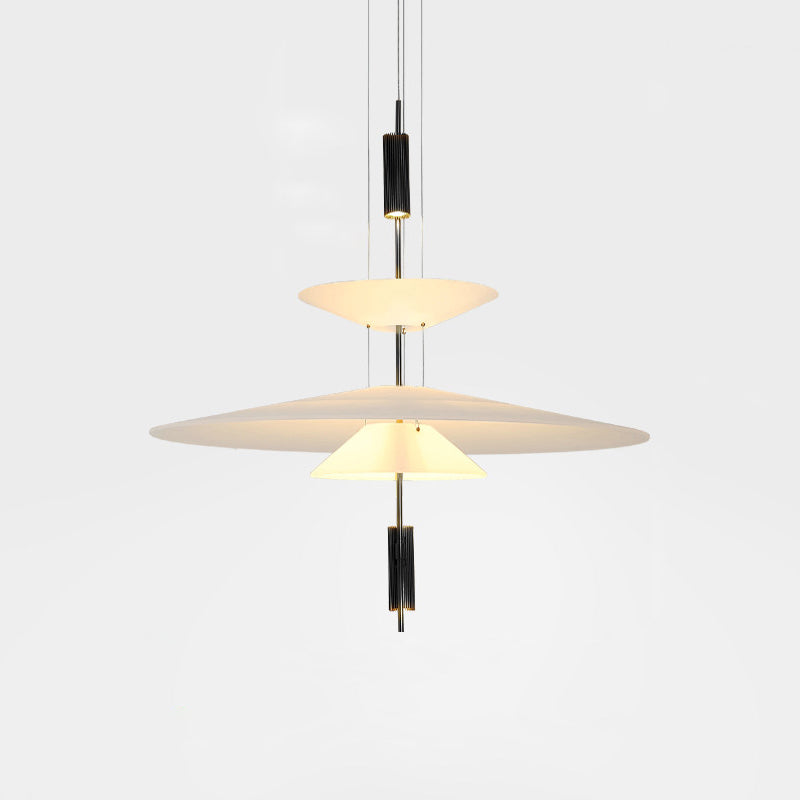 Pendant Light Metal 26 in White LED Ceiling Chandelier Indoor Dining Room Living Area Hanging Lamp | Thomler
