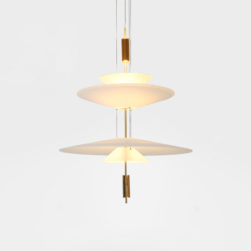 Pendant Light Metal 26 in White LED Ceiling Chandelier Indoor Dining Room Living Area Hanging Lamp | Thomler