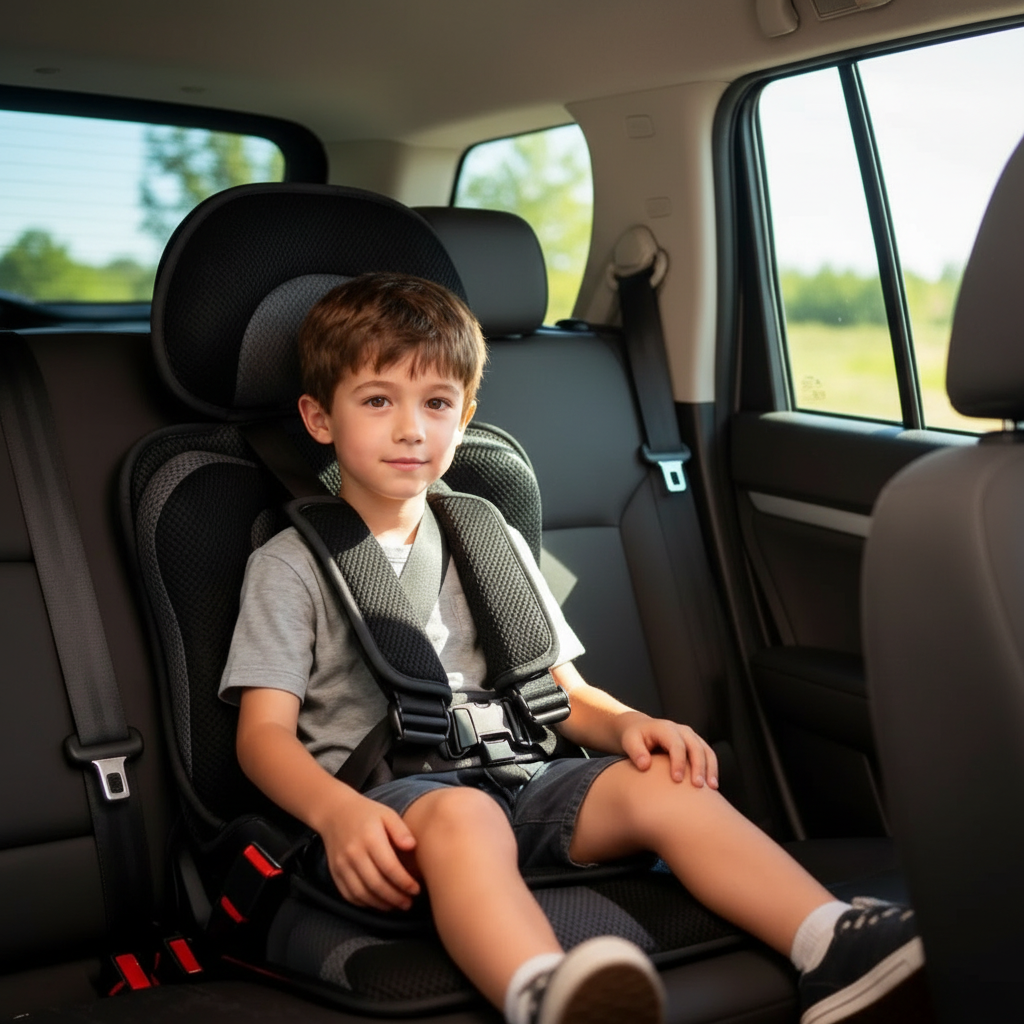 Compact Travel Booster Seat for Kids with 5-Point Safety Harness & Portable Folding Design for Car, Taxi & Plane | Perfect for Toddlers & | Thomler