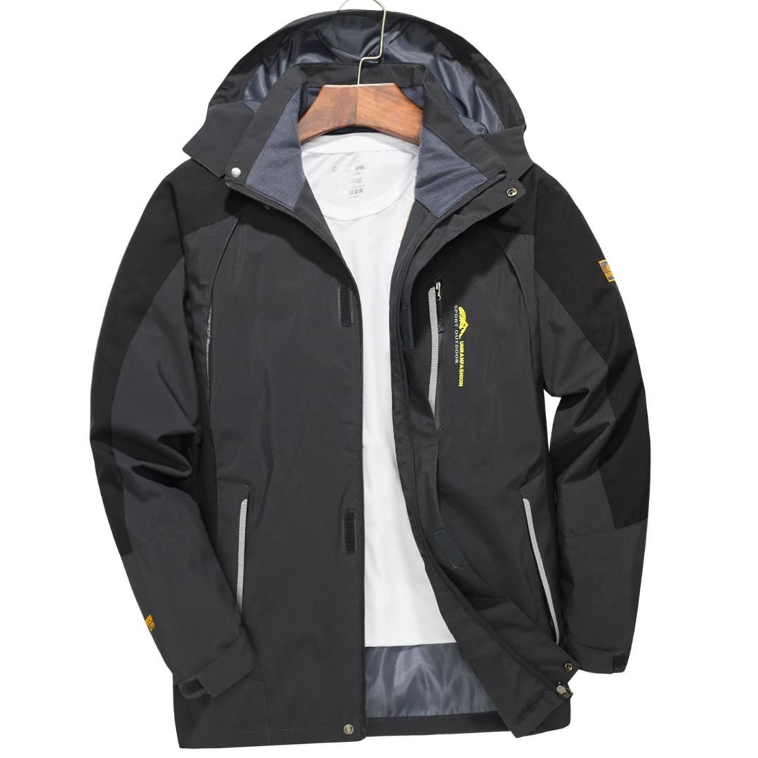 Men's Windproof Rain Shell Jacket with Removable Hood for Hiking, Camping & Outdoor Adventures – Waterproof Lightweight Expedition Coat | Thomler