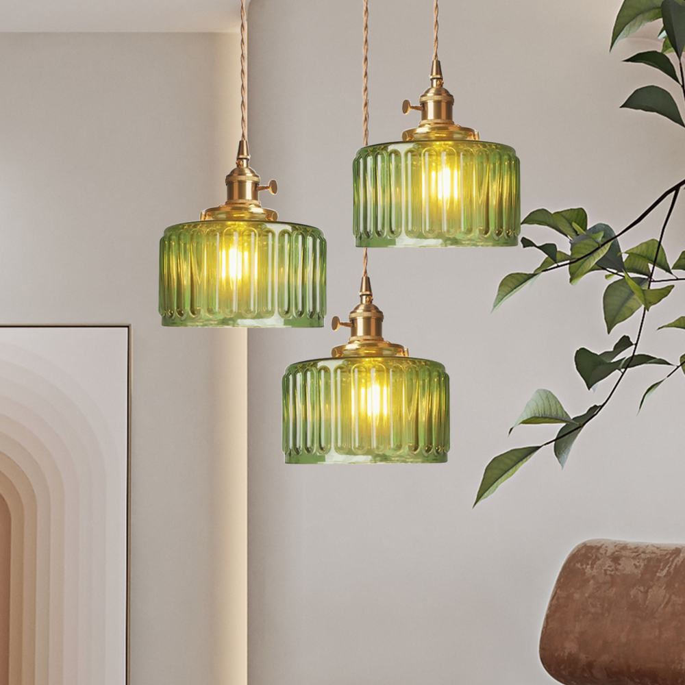 Glass Cylinder Hanging Light Fixture with Height-Adjustable Cord for Dining Room & Kitchen | Thomler