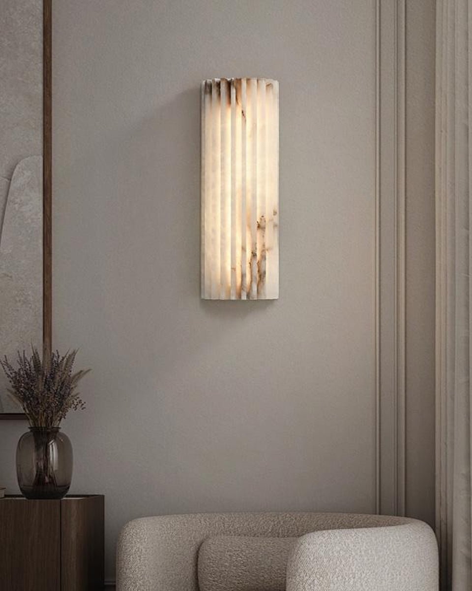 Alabaster Wall Light 11.8 in Integrated LED Indoor Ribbed Sconce Bedroom Hallway Ambient Lighting Fixture | Thomler