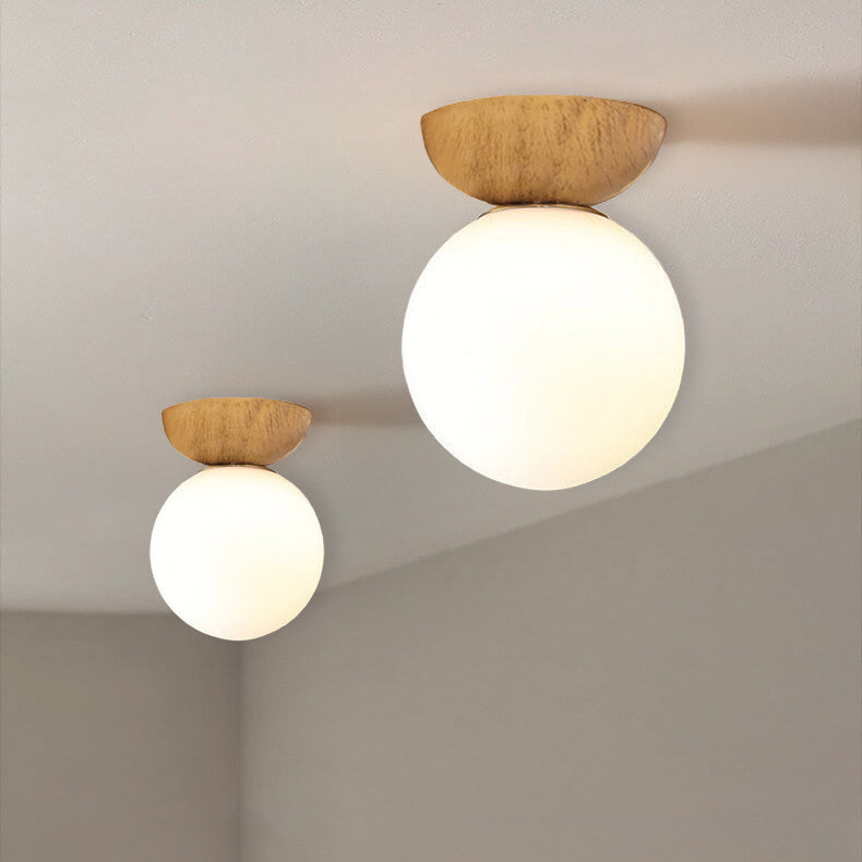 Spherical Glass Ceiling Light with Metal Frame - Contemporary Hardwired Fixture for Bedroom, Entryway & Hallway - G9 Socket | Thomler