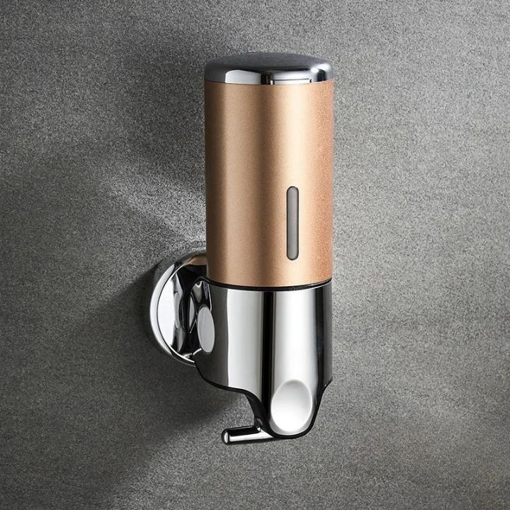 Wall Mount Soap Dispenser with Push Pump - Stainless Steel Liquid Holder for Shampoo, Lotion & Hand Wash in Bathroom, Kitchen, Shower | Thomler
