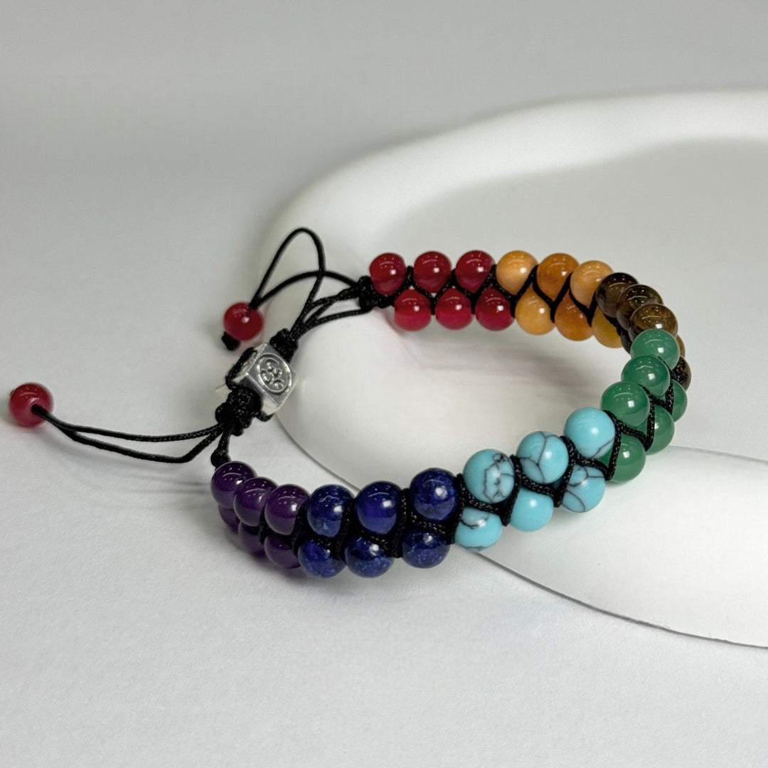 Natural Stone Chakra Bracelet – Adjustable Braided Cord Design for Men & Women, Lightweight & Colorful | Thomler