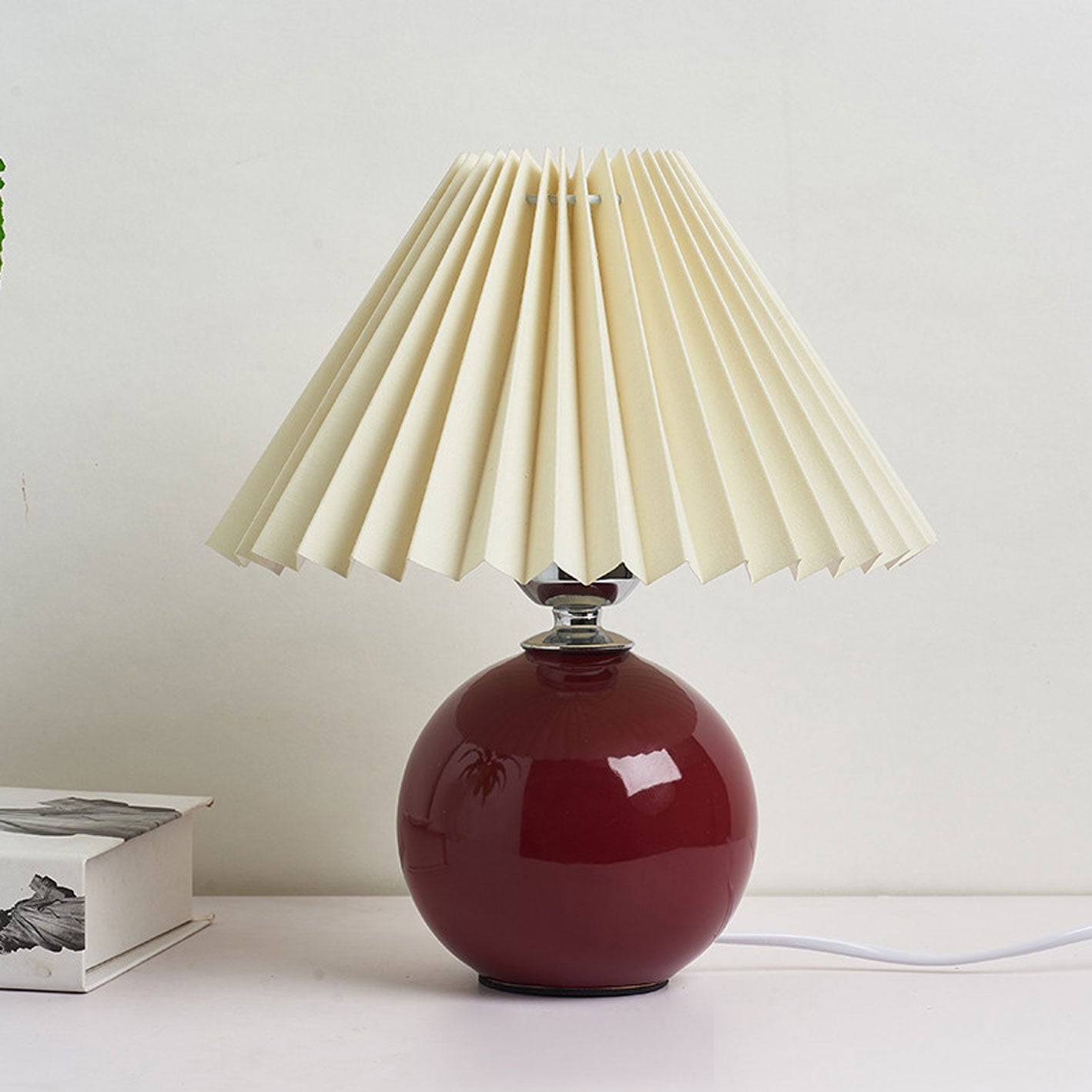 Ceramic Table Lamp with Fabric Shade – Modern Accent Lighting for Bedroom, Living Room & Home Office | Thomler
