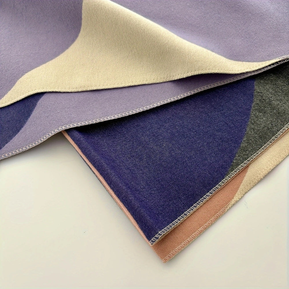 Reversible Geometric Poncho Scarf for Women – Soft Microfiber Winter Wrap, Two-Tone Color Block Design, Machine Washable | Thomler