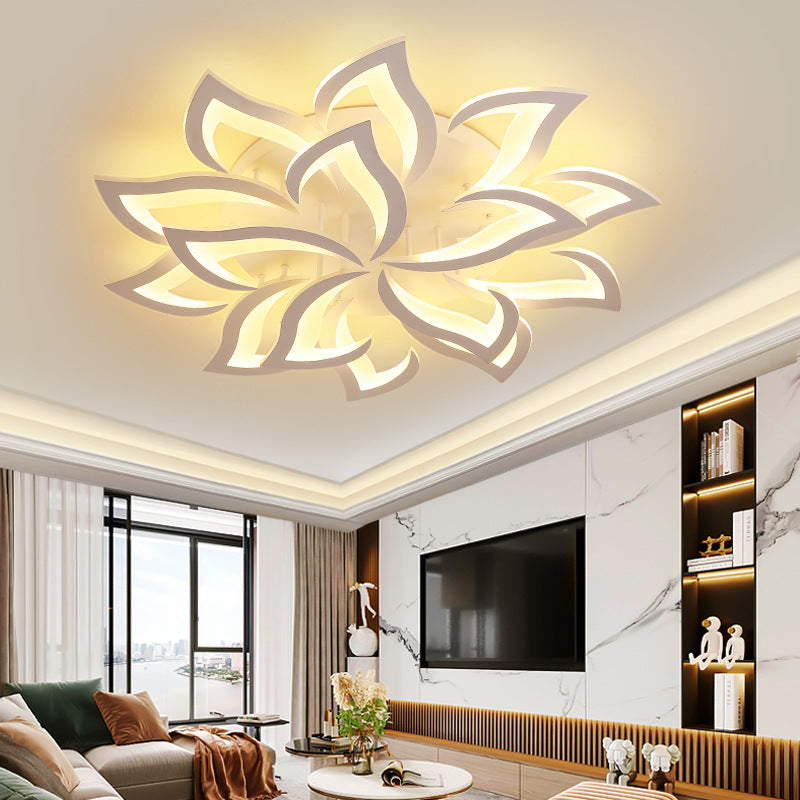 Ceiling Lamp Metal Acrylic 55.0 cm Black LED Living Room Bedroom Floral Flush Mount Lighting | Thomler