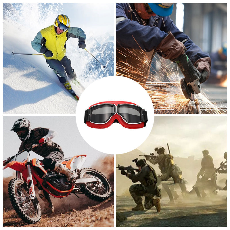 Retro Motorcycle Goggles with Adjustable Strap, UV Protection & Impact-Resistant Polycarbonate Lens for Riding, Cycling & Outdoor Use | Thomler