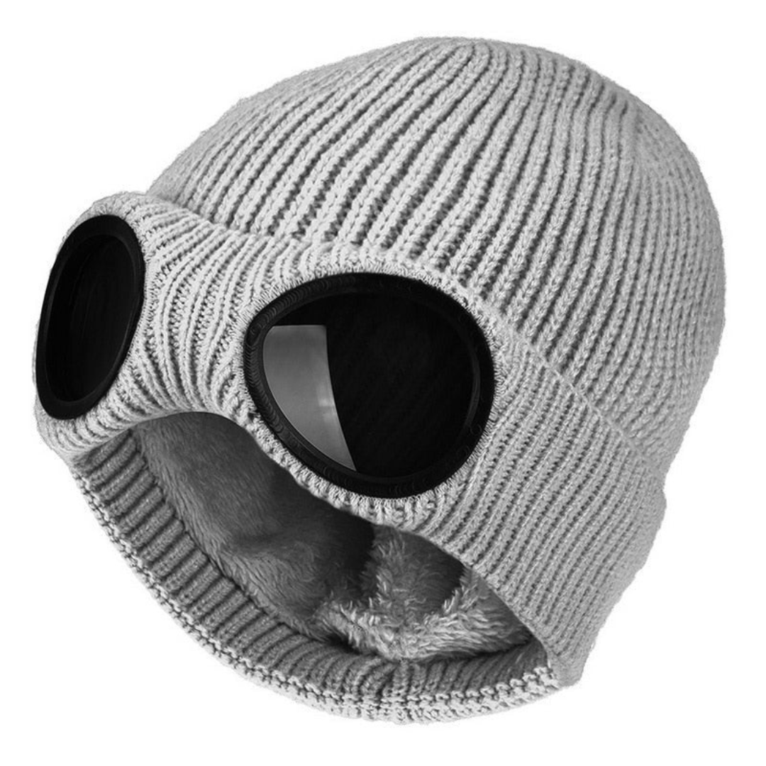 Knit Beanie with Flip-Down Goggles – Windproof Winter Hat for Outdoor Activities | Thomler