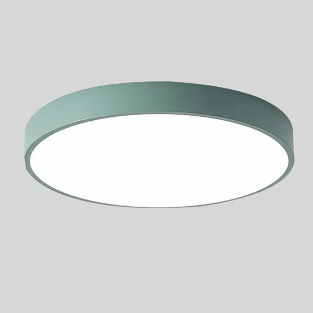 Round Wood Ceiling Light Fixture | Modern Scandinavian LED Flush Mount for Bedroom Living Room Kitchen | Thomler