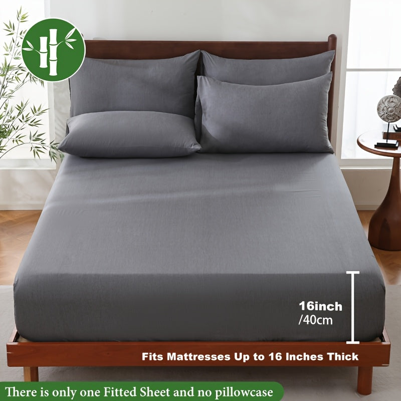 Bamboo Fiber Fitted Sheet Deep Pocket Breathable Cooling Bed Sheet Moisture Wicking Soft Bedding for Summer Twin Full Queen King Cal King | Thomler