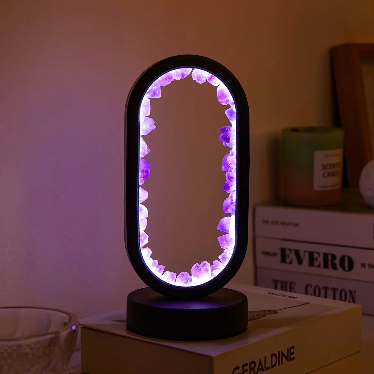 Genuine Crystal Stone Mood Lamp for Relaxation & Meditation, Handcrafted Mineral Accent Light for Home Décor | Thomler
