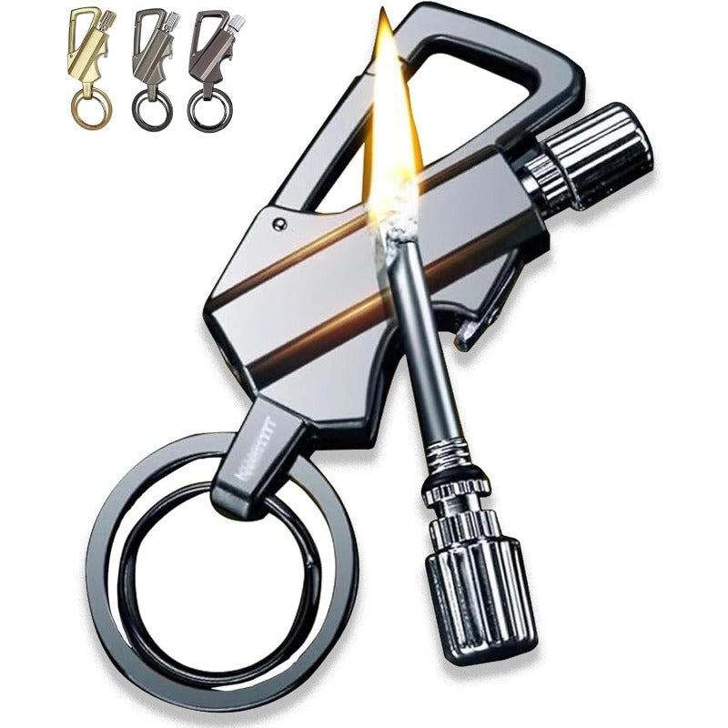 Permanent Match Keychain Zinc Alloy 9.0 cm Compact Outdoor Survival Tool Black Silver Gold | Thomler