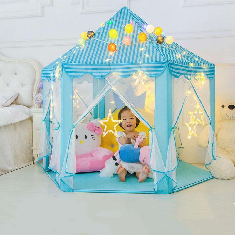 Kids Pop-Up Play Tent Castle Playhouse for Indoor Outdoor Pretend Play Girls Boys Garden Backyard Hideaway with Floor Mat 55 Inches | Thomler