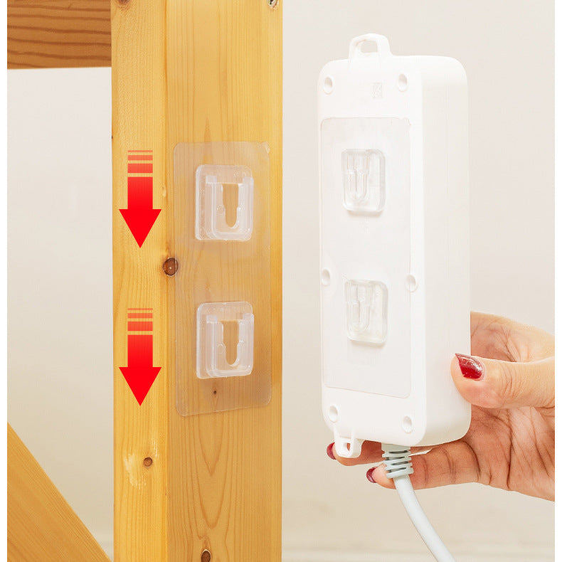 Clear Wall Mount Hooks 10-Pack Peel and Stick Organizers for Cable Management Router Power Strip Holder Home Office Décor | Thomler