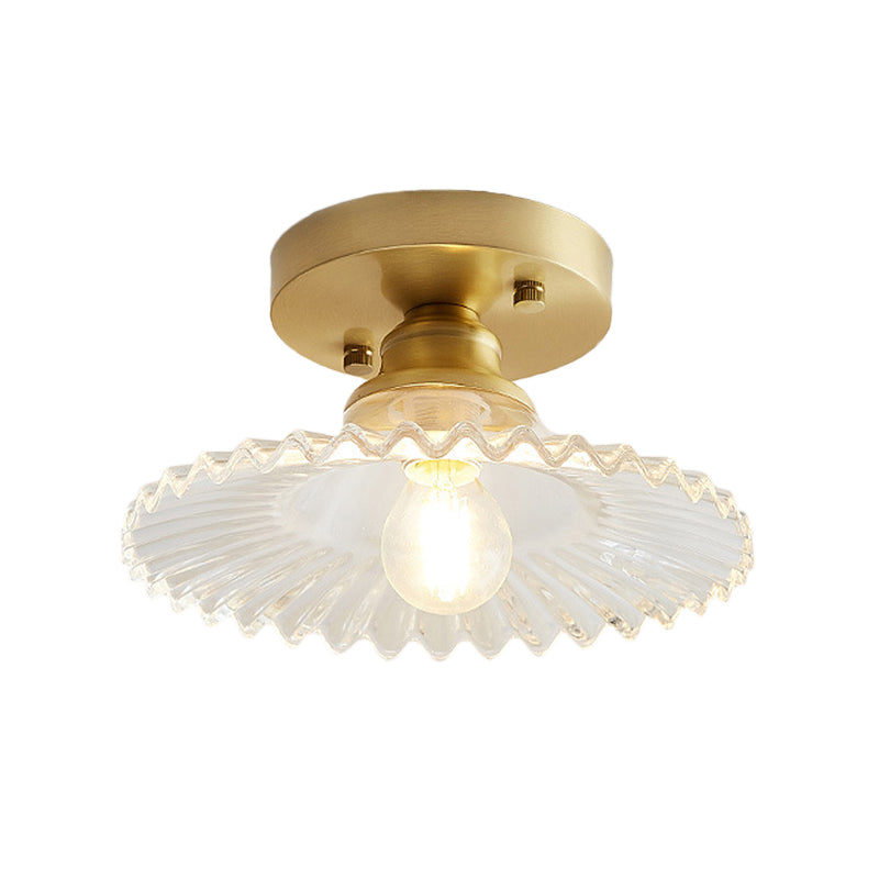 Ribbed Glass Ceiling Light Fixture 8.5-Inch Single-Bulb Semi-Flush Mount for Kitchen Dining Room Bedroom Hallway Entryway | Thomler
