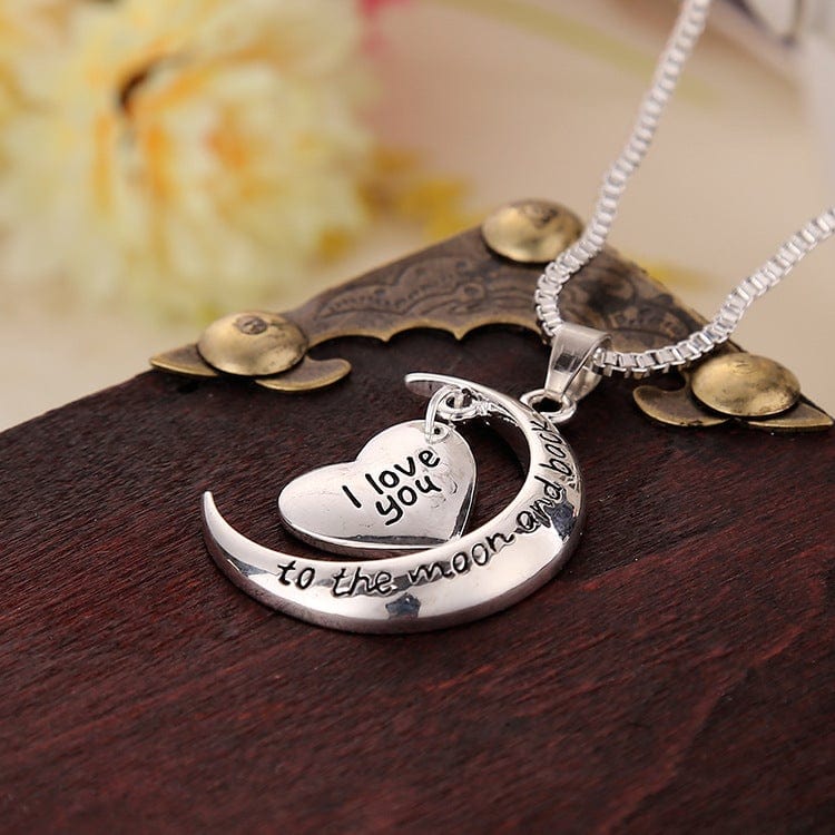 Crescent Moon Heart Pendant Necklace – Silver Alloy Charm for Women & Girls – Romantic Jewelry Gift for Mom Daughter Sister Girlfriend | Thomler