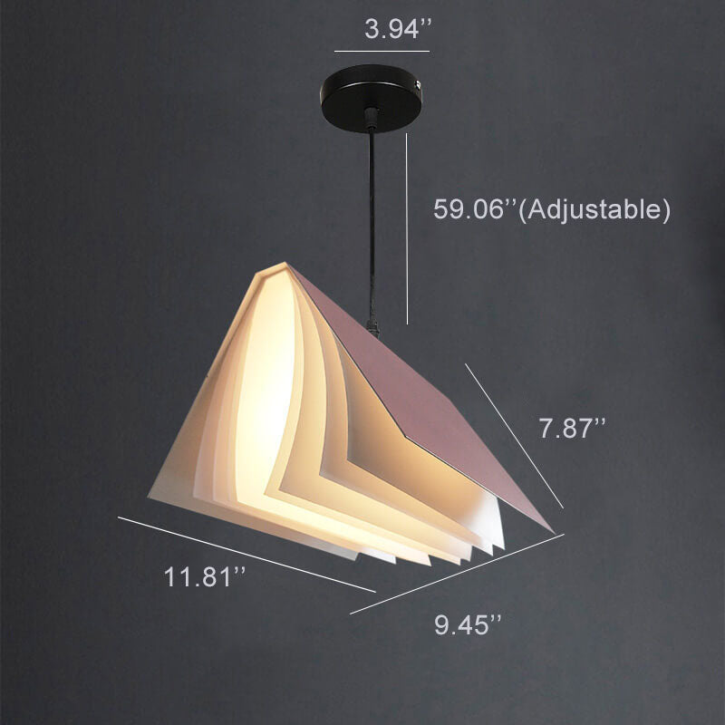 Hardwired Ceiling Pendant Fixture with Open-Book Shade in PVC & Metal for Living Room, Bedroom, Home Office, Reading Nook | Thomler