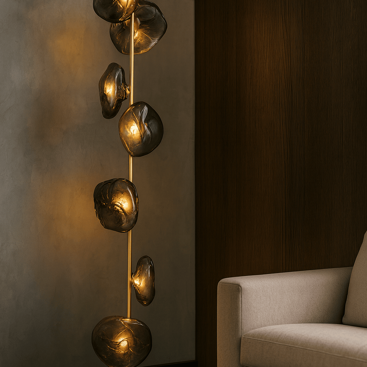 Contemporary Glass Shade Standing Lamp with Metal Frame – 6-Light Sculptural Design for Living Room & Bedroom | Thomler