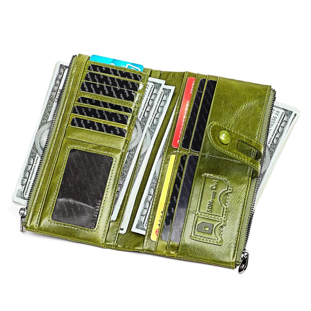 Slim Leather Wallet for Women with Zipper Coin Pocket & Multiple Card Slots | RFID Blocking Compact Bifold Organizer for Everyday Use | Thomler