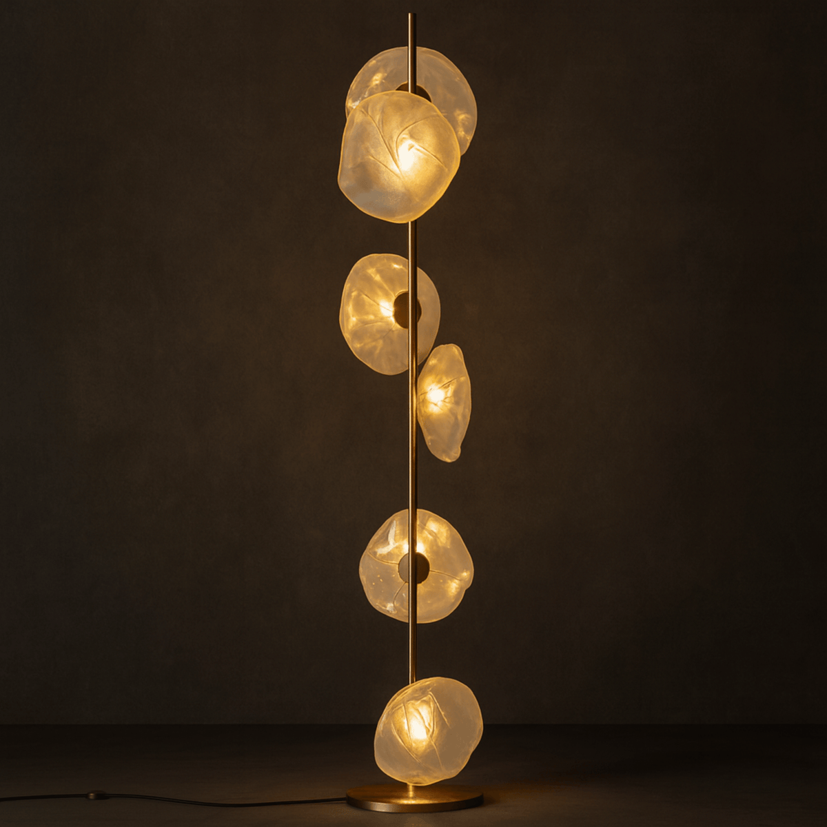 Contemporary Glass Shade Standing Lamp with Metal Frame – 6-Light Sculptural Design for Living Room & Bedroom | Thomler