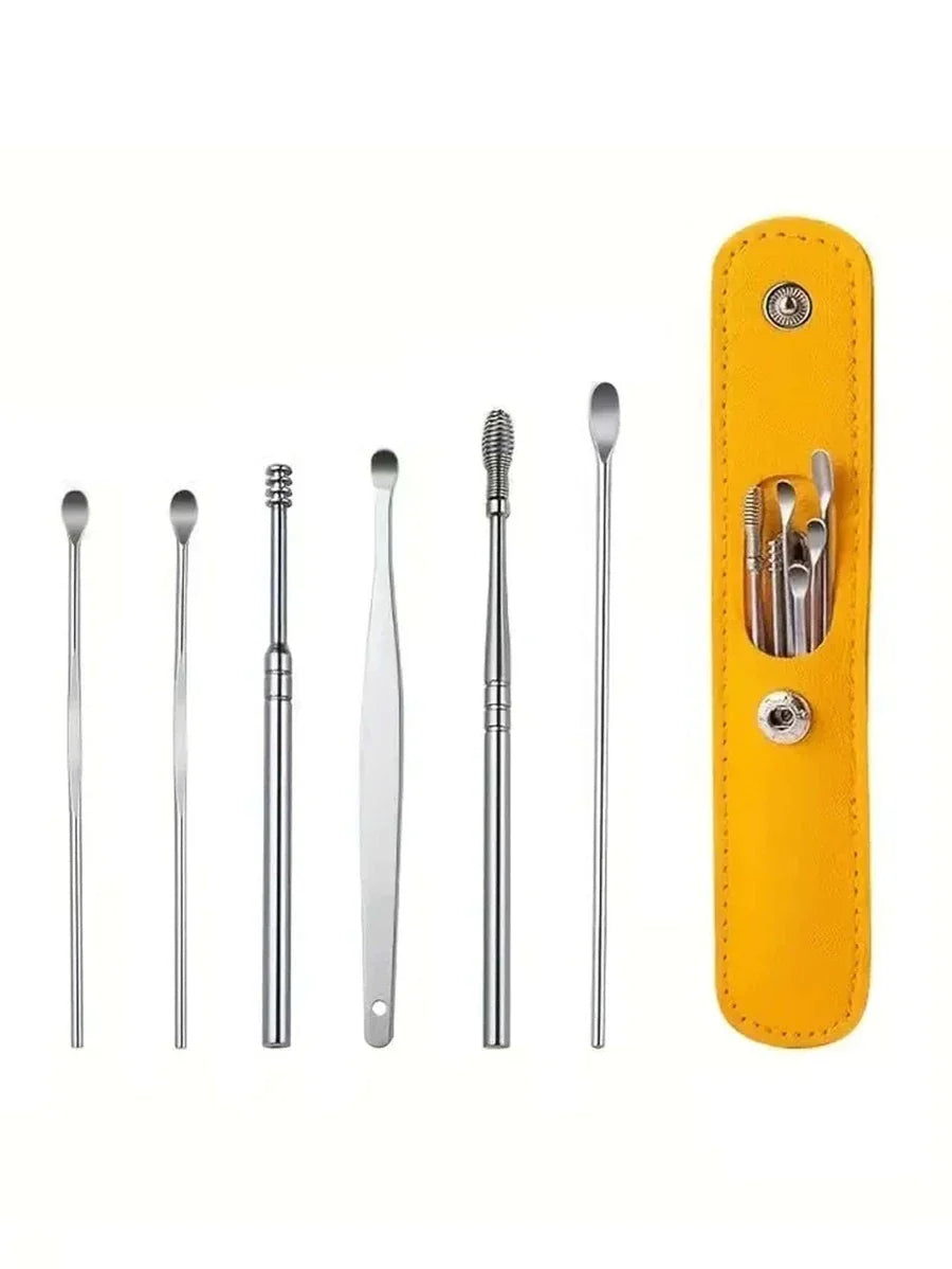 Stainless Steel Ear Cleaning Tool Set with Portable Case for Safe Wax Removal | Reusable Earwax Remover Kit for Adults and Kids | Profession | Thomler