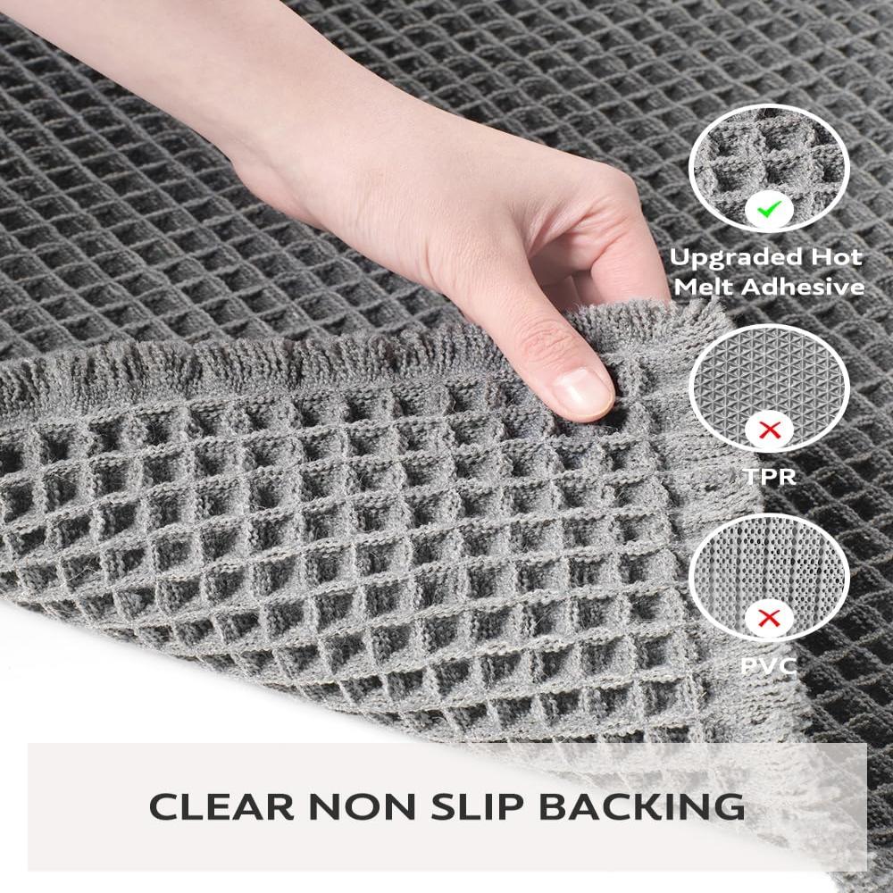 Bath Mat Waffle Texture Quick Dry Non Slip Beige Bathroom Shower Floor Rug Absorbent Soft Spa Style | Thomler