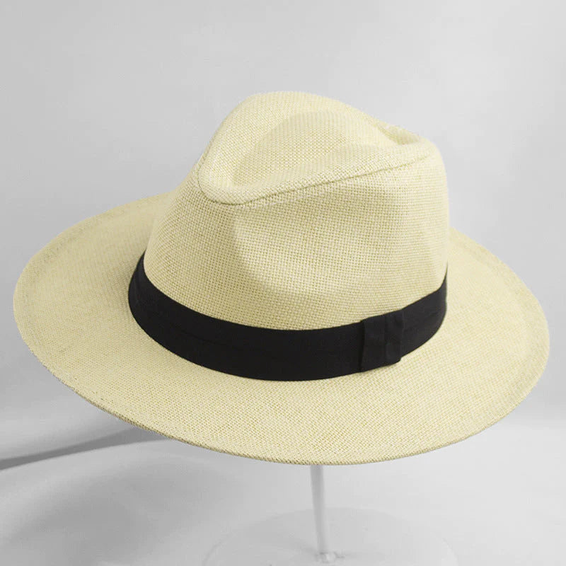 UPF 50+ Straw Fedora Hat with Wired Brim and Leather Band for Men & Women | Thomler