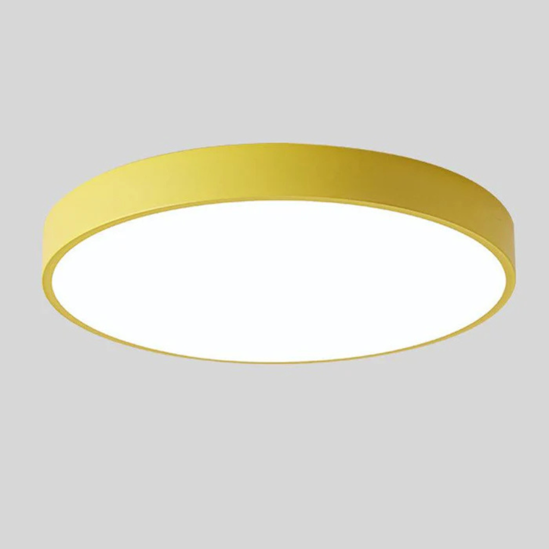 Round Wood Ceiling Light Fixture | Modern Scandinavian LED Flush Mount for Bedroom Living Room Kitchen | Thomler