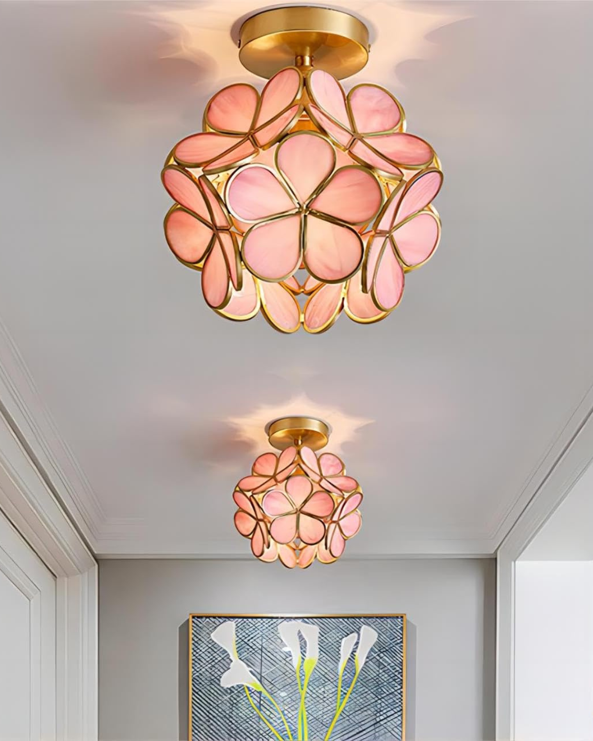 Ceiling Lamp Acrylic 20.0 cm (7.9") Gold Hallway Bedroom LED Floral Flush Mount Light Fixture | Thomler