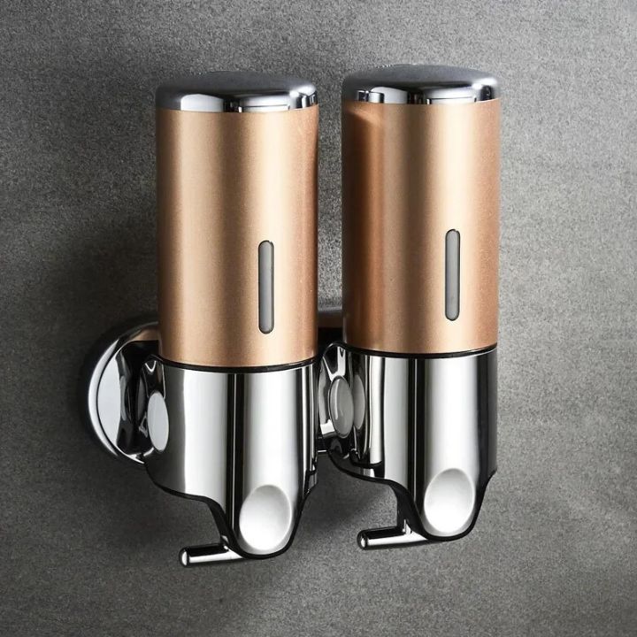 Wall Mount Soap Dispenser with Push Pump - Stainless Steel Liquid Holder for Shampoo, Lotion & Hand Wash in Bathroom, Kitchen, Shower | Thomler